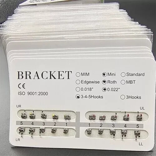 1-200 Sets Dental Orthodontic Metal Brackets Mini Roth 022 345 hooks Mesh Base