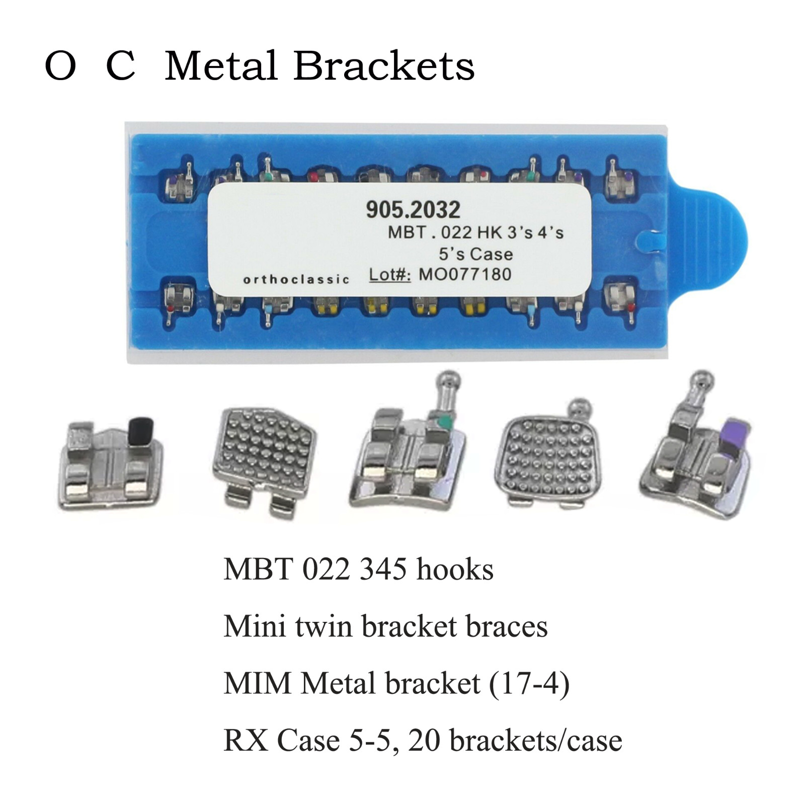 Dental Orthodontic Bracket Braces Metal MIM Mini Roth MBT 022 018 345 Hooks 5-5