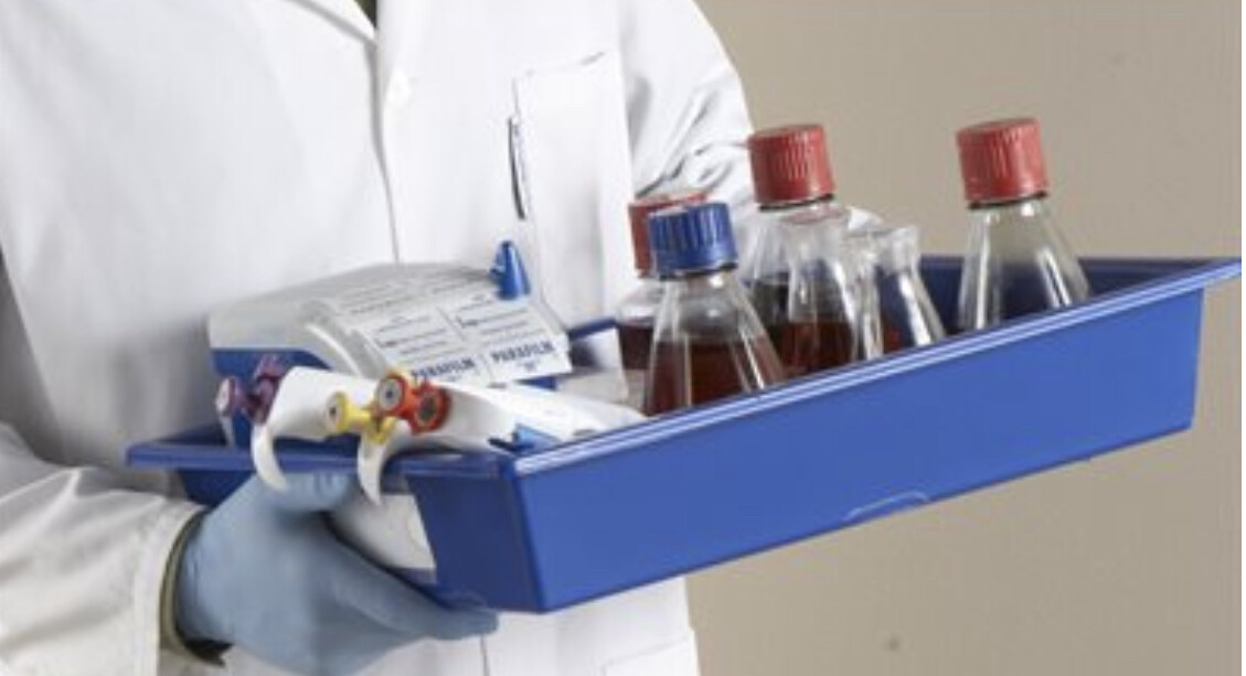 Urine Sample Storage / Collection Tray, Polystyrene, Blue/White – 1/EA