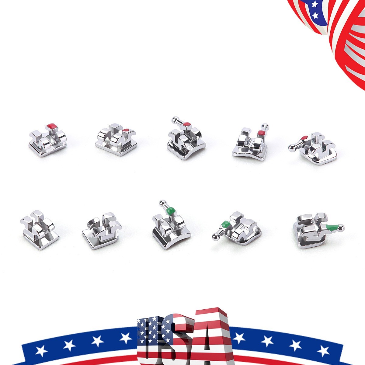 Dental Braces Metal Brackets Orthodontic Mini Roth/MBT .018/.022 Hooks 3-4-5