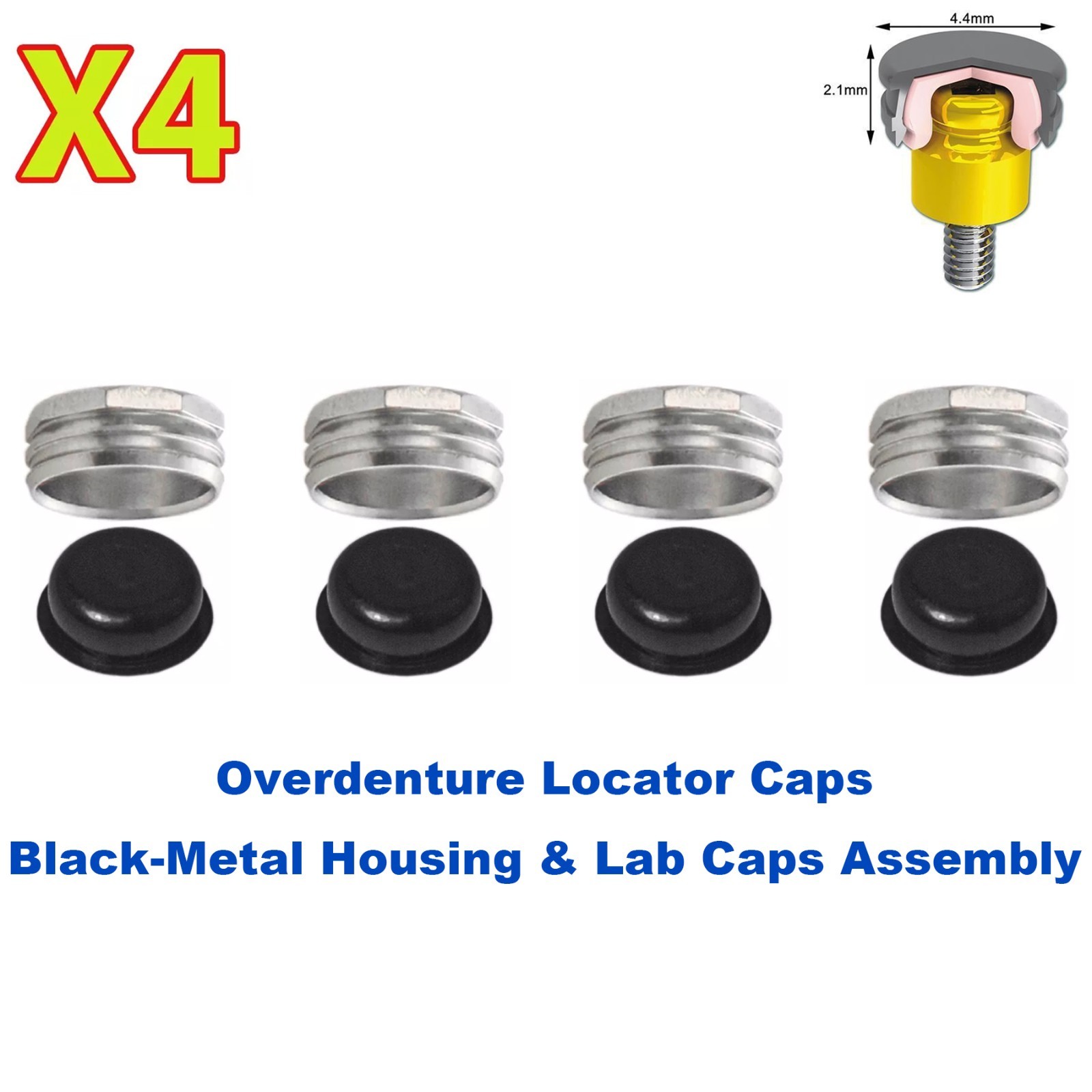 US 4Pcs Dental Implant Overdenture Retention Caps For Locator Abutment Insertion