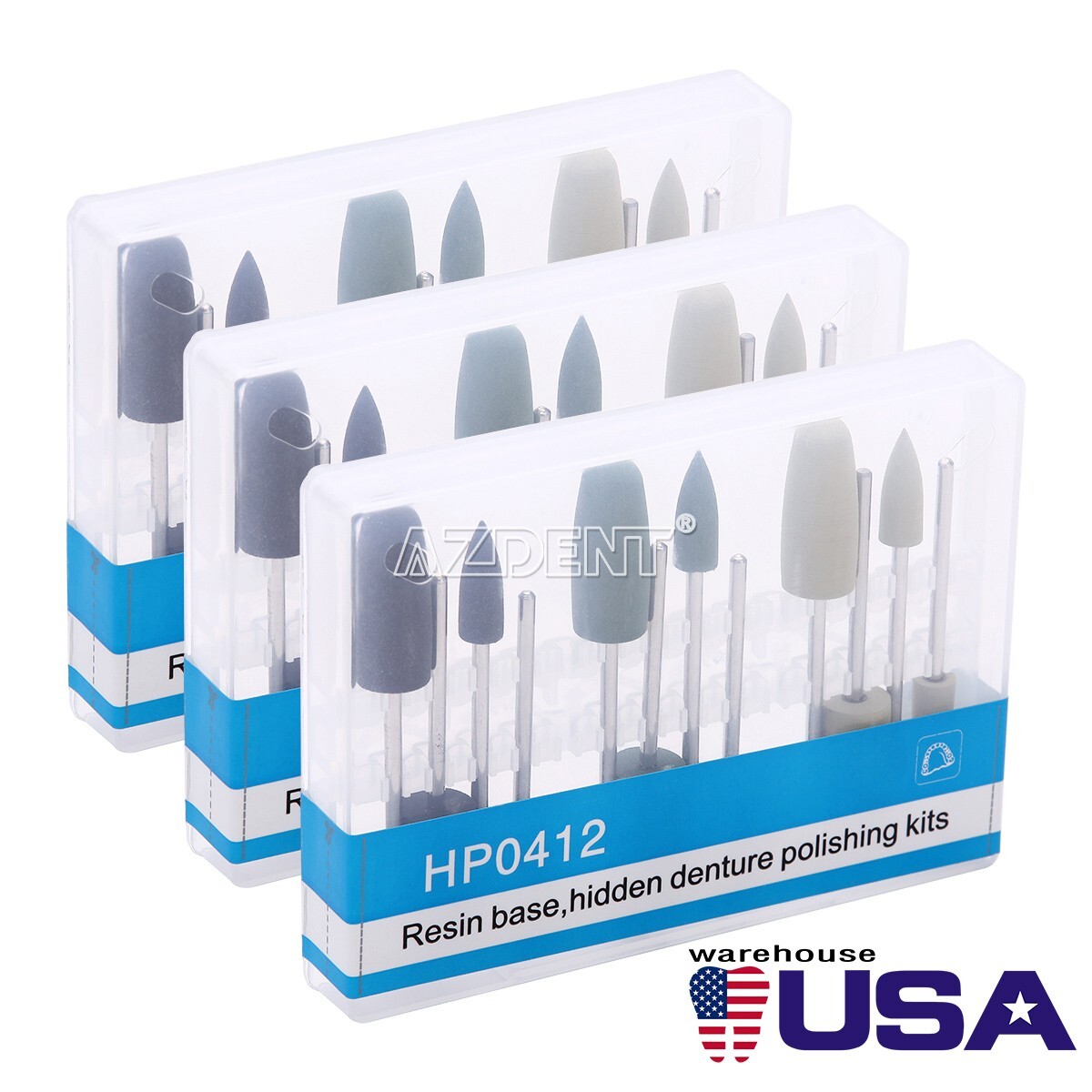 US Dental Polishing Burs Resin Base Acrylic Invisible Denture Silicone Grinding