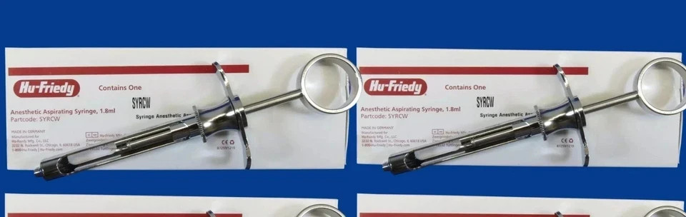 NEW Lot of 5 Hu-Friedy CW Style Dental Anesthetic Aspirating 1.8ml Syringe SYRCW
