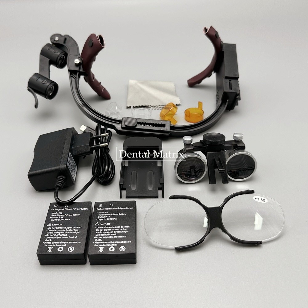2.5x 3.5x Medical Dental Binocular Loupes Headband Magnifier LED Headlight US/EU