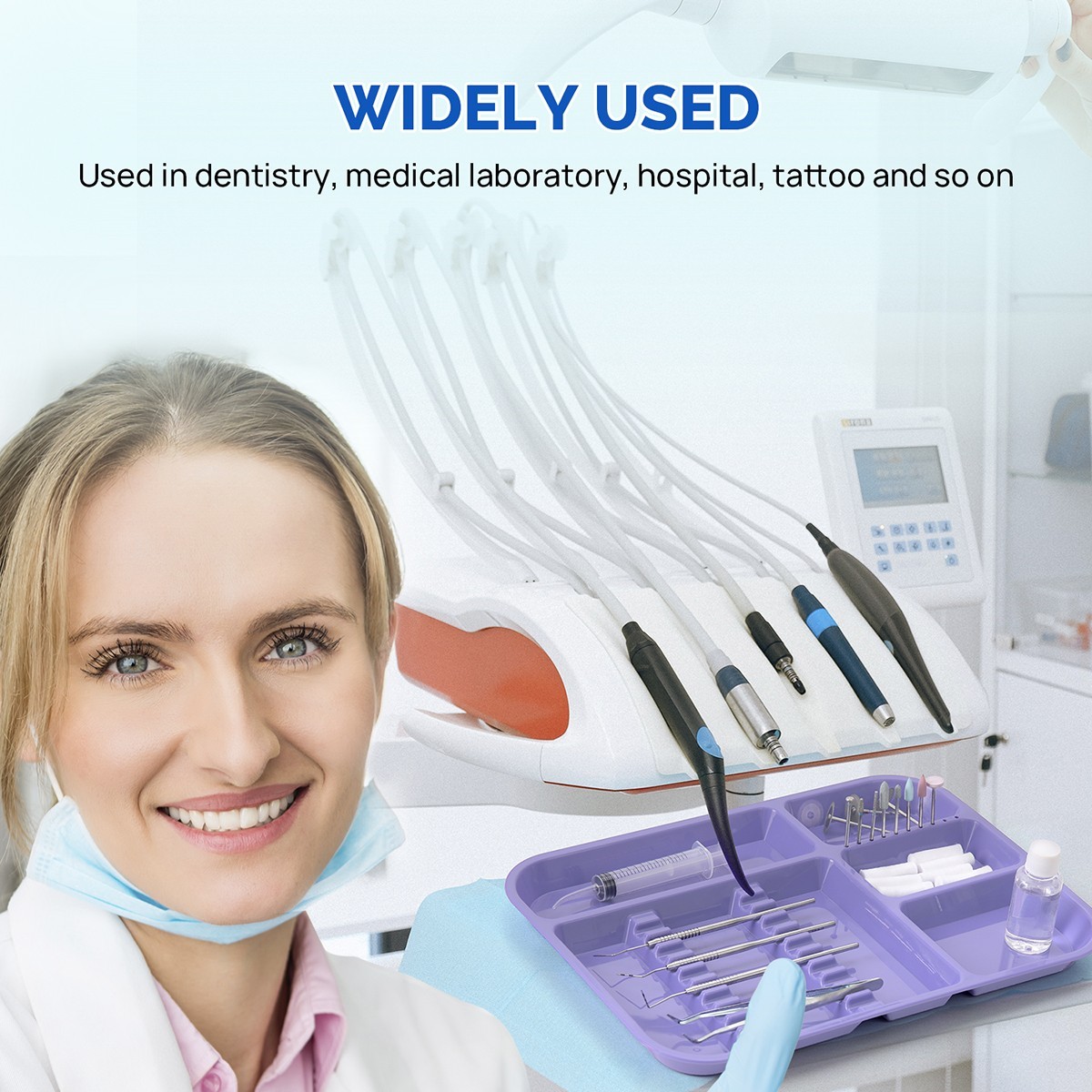 Dental Autoclavable Plastic Instrument Set Up Flat Tray /Divided Tray Size B