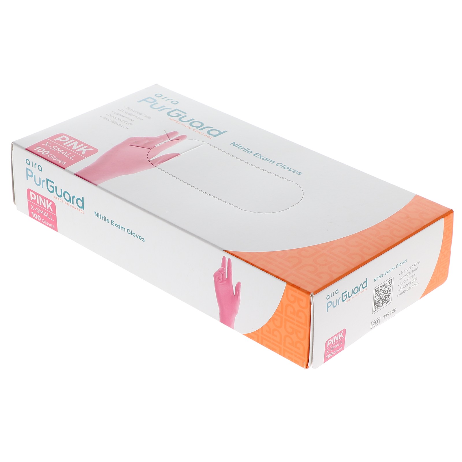 Aira 119120 PurGuard Nitrile Exam Gloves Pink Extra Small Latex Free 100/Bx