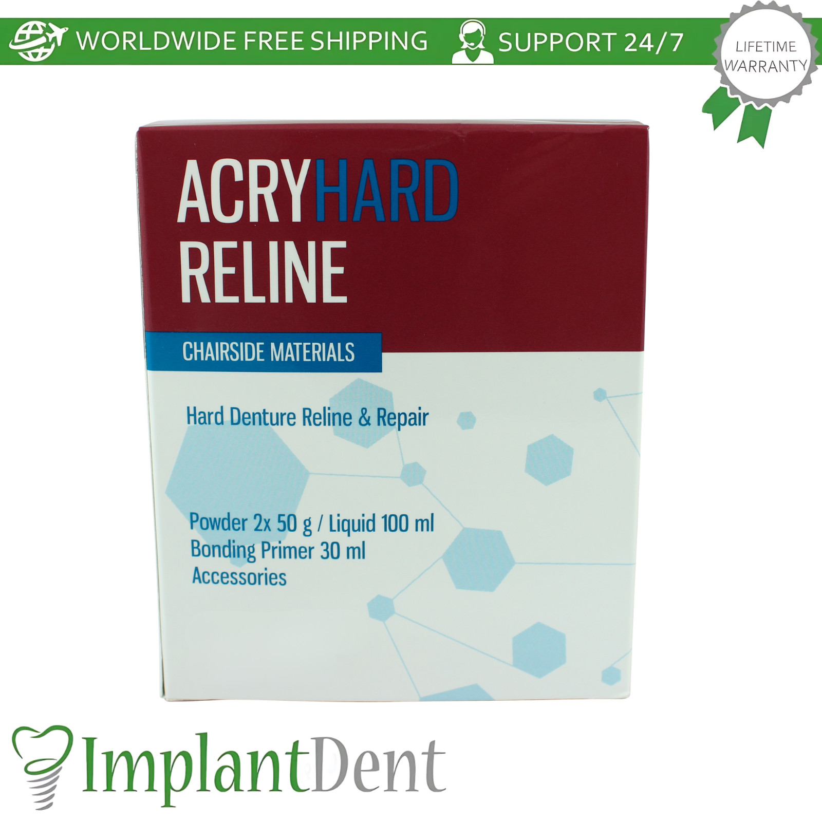 Hard Reline Denture Rebase Repair Material Full Kit Dental Self Cure Acrylic