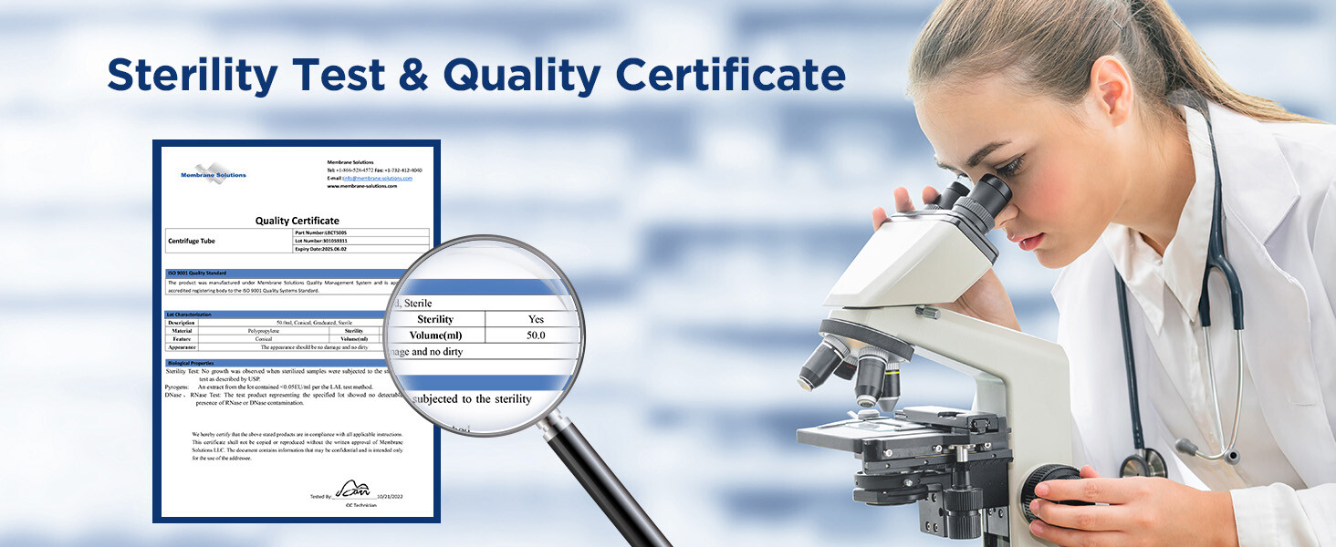 MS@ Conical Plastic Centrifuge Test Tubes 50mL 50Pcs Sterilized White Mark Area