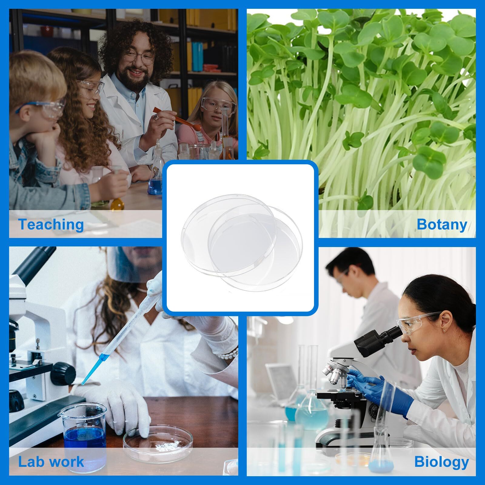 Biologix Plastic Petri Dishes with Lids, Sterile Culture Plates for Science Lab