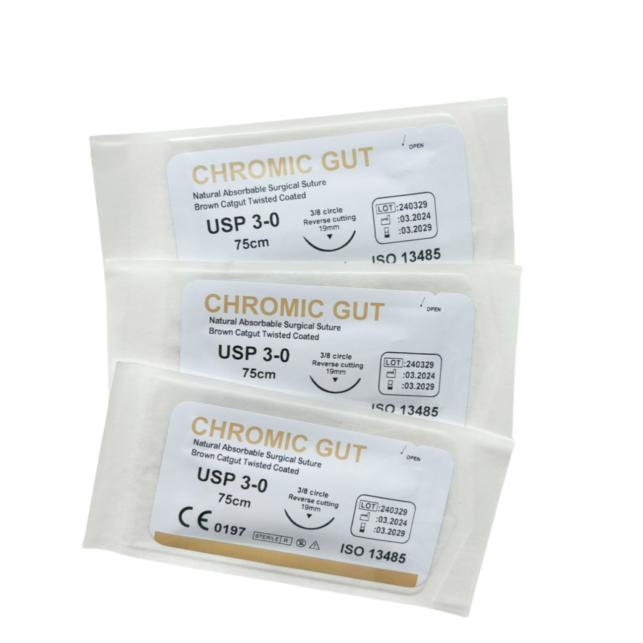 50-Pcs Practise GUT Synthetic 3/0 Twisted Student Training