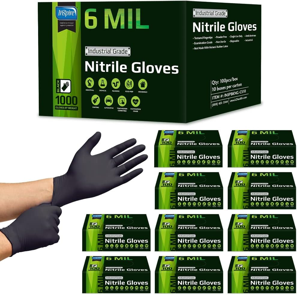 Disposable Gloves Black Latex Free 6mil Black or 8 Mil Orange