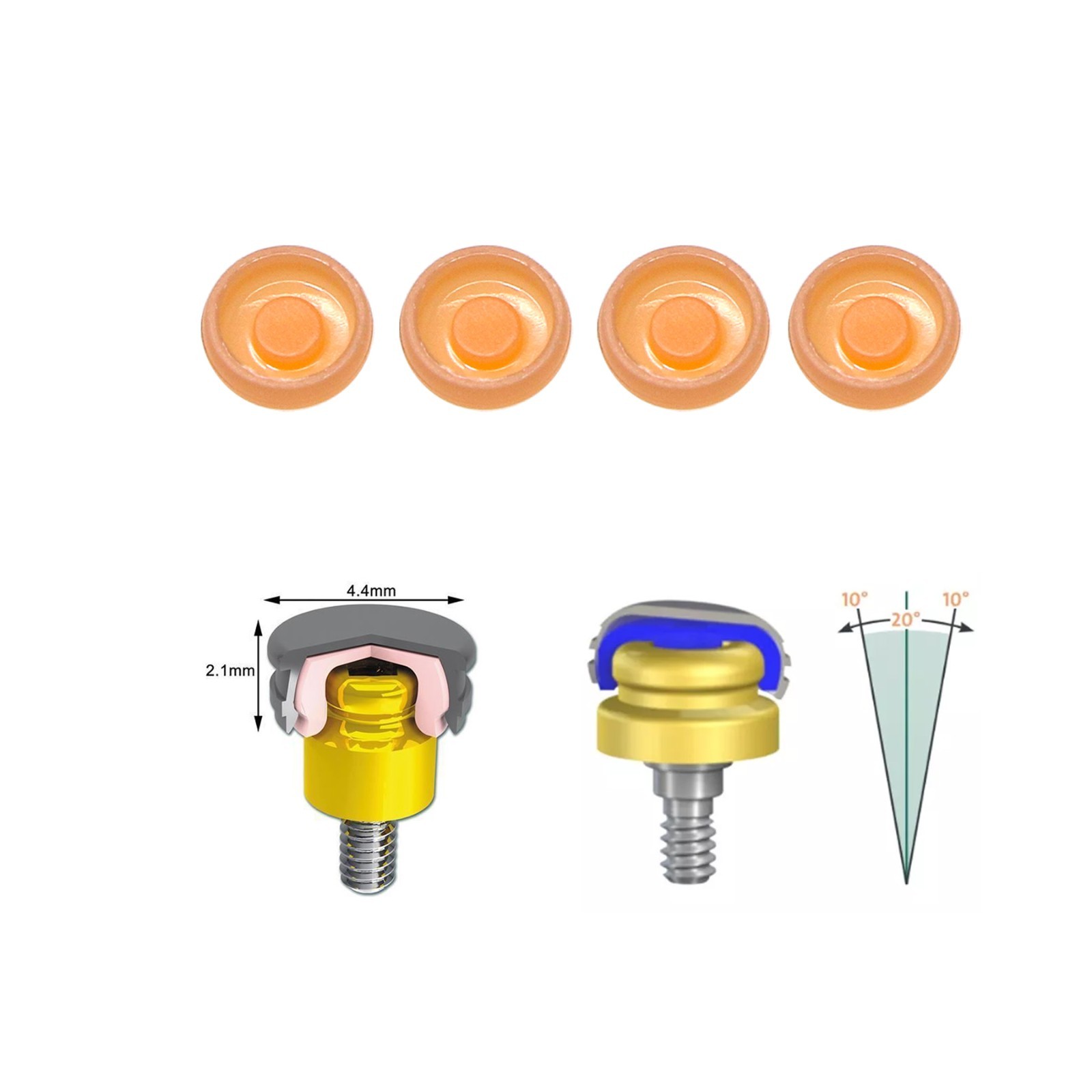 US Dental Locator Abutment Overdenture Retention Male Caps Inserts Metal Housing