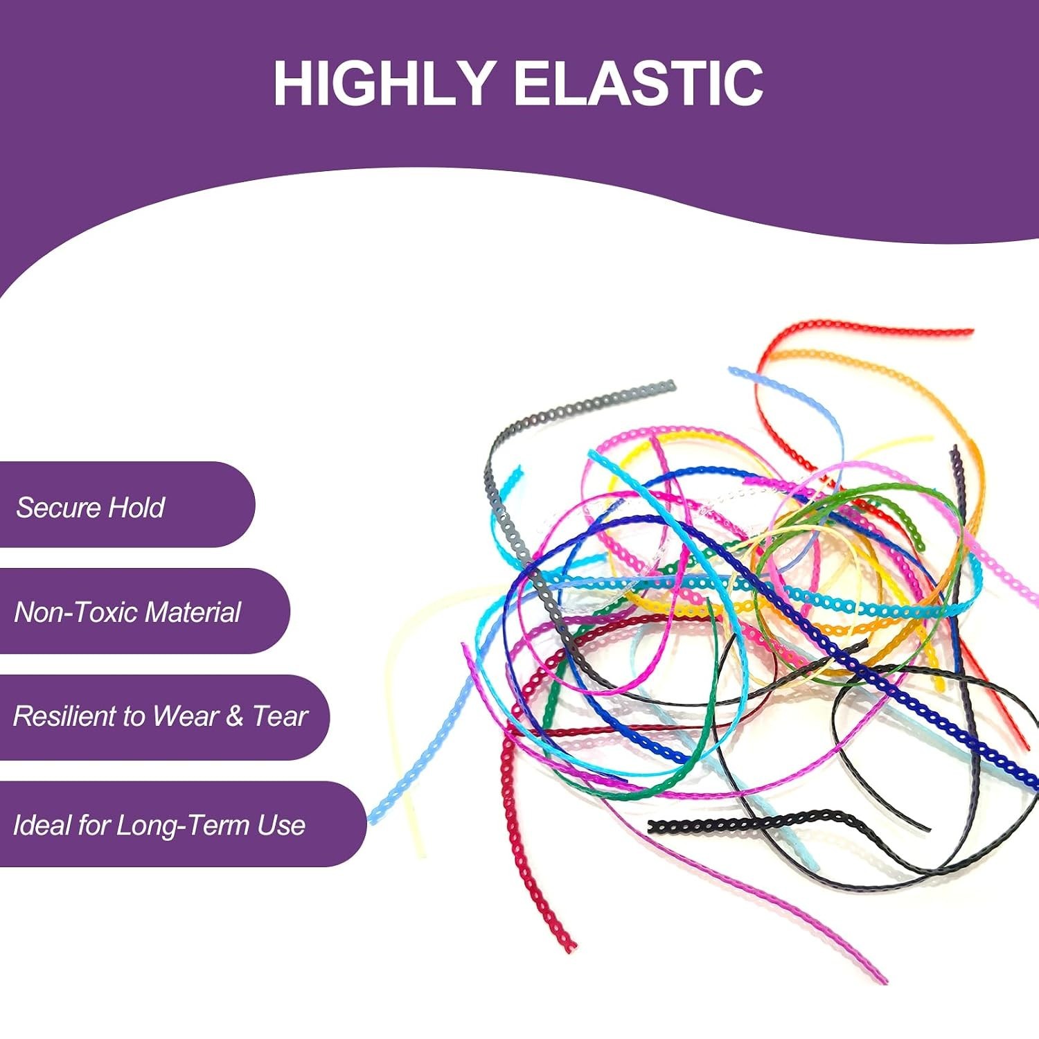 24 Pieces Colorful Power Chain Set Continuous for Braces, Fashion Dental Care…