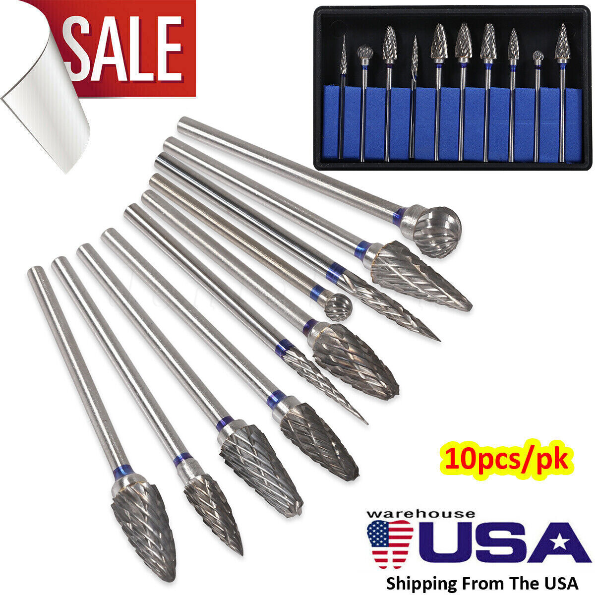 10Pieces/Set Tungsten Carbide.HP Bur Grinding Polishing Dental Lab Jewelry Alloy
