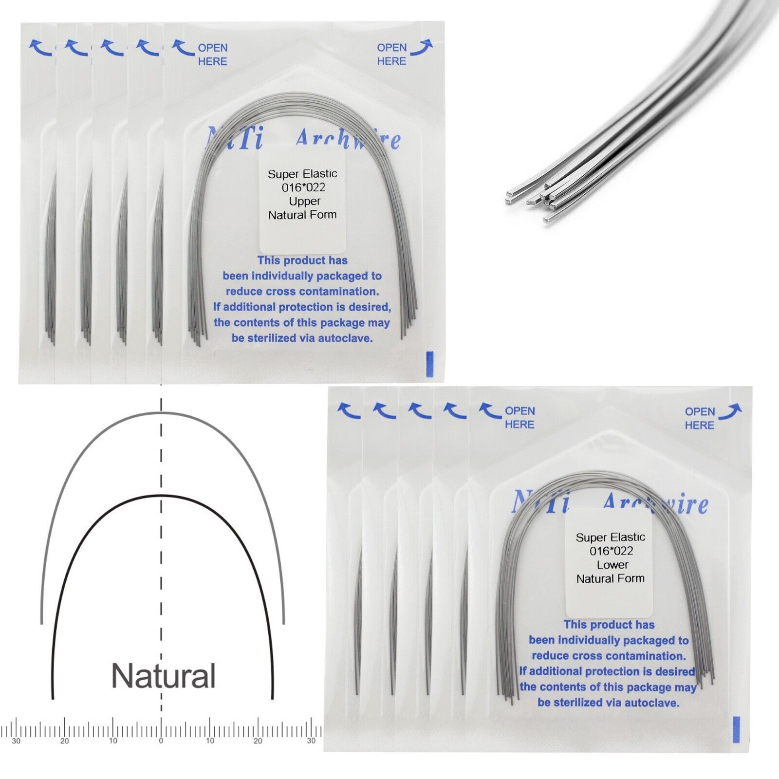 Dental Orthodontic Arch Wire Ligature Ties Niti Natural Brackets Rubber Bands