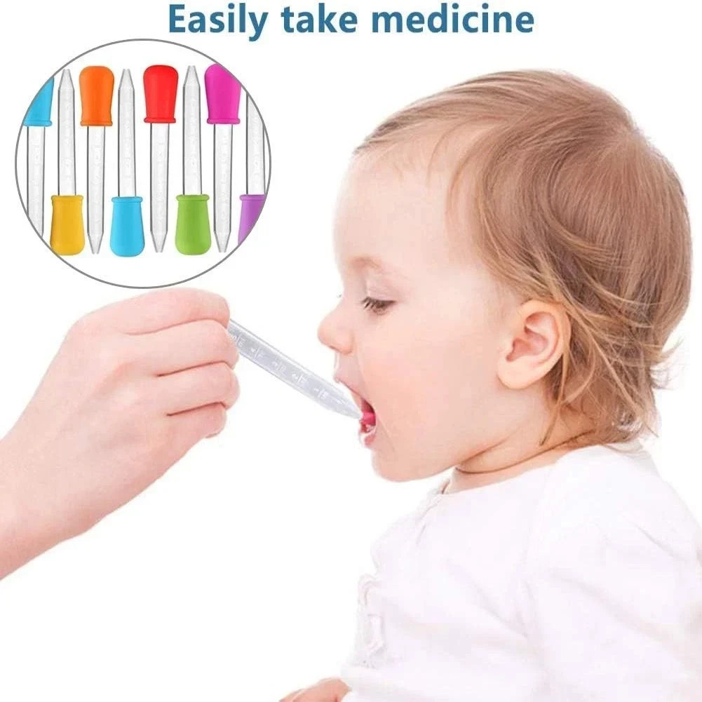5pc Random Medicine Silicone and Plastic Pipettes Eye Dropper with Bulb Tip 5ml