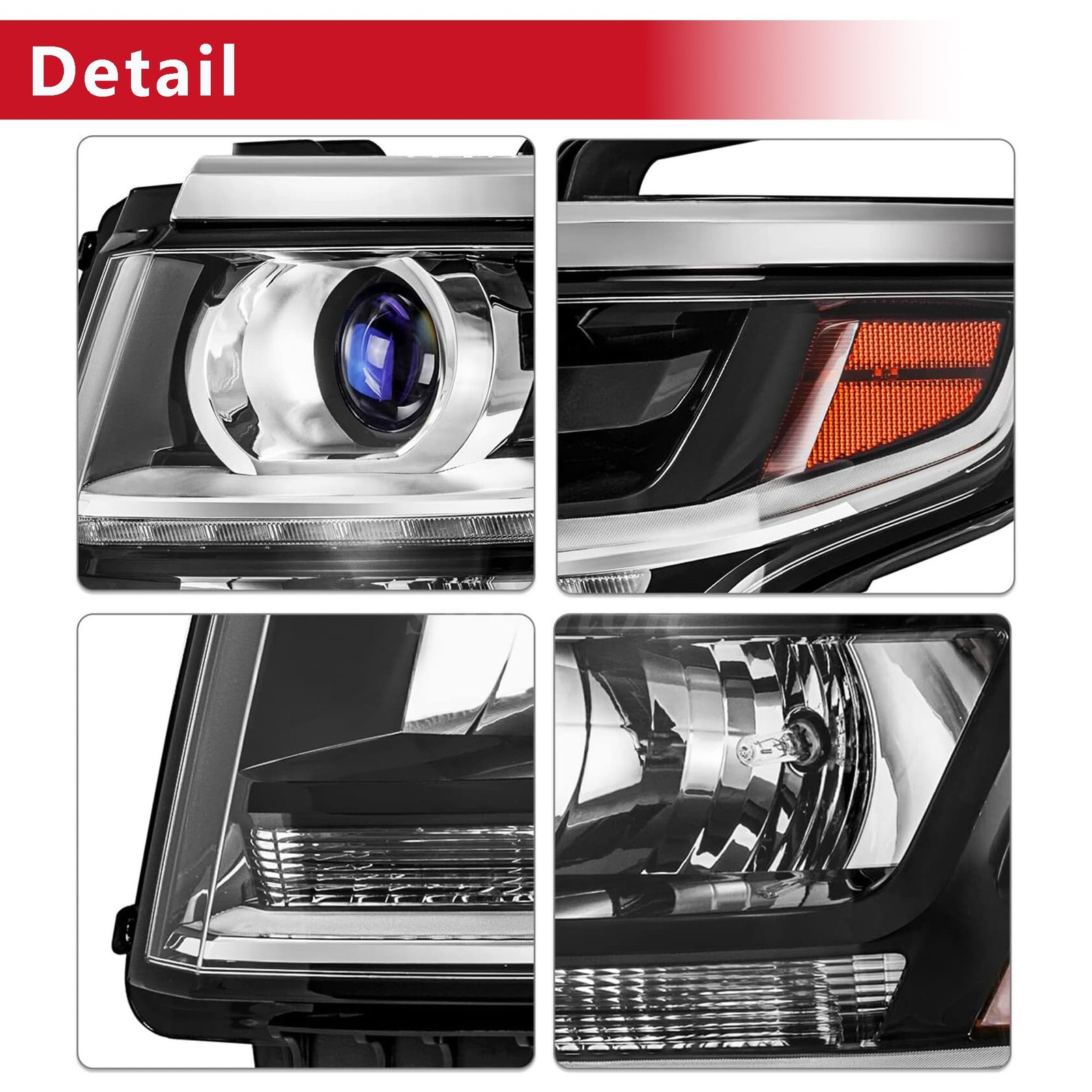 HID Projector Headlight For 15-20 Chevy Tahoe Suburban W/Bulbs Right Side RH