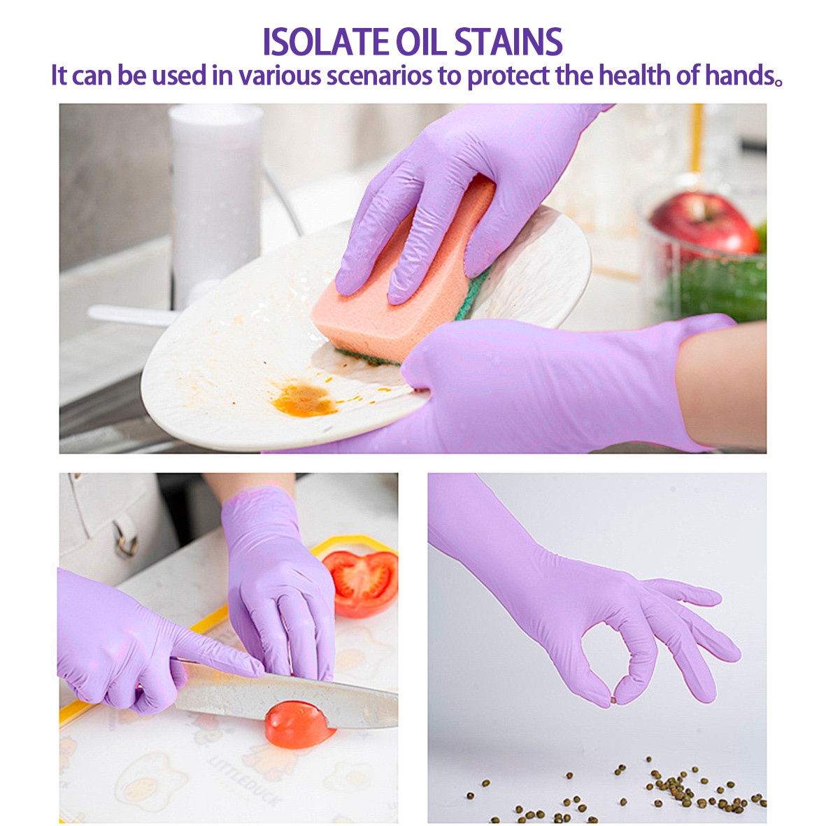 100pc Disposable Nitrile Exam 4-mil Latex Free Cleaning Food-Safe Gloves