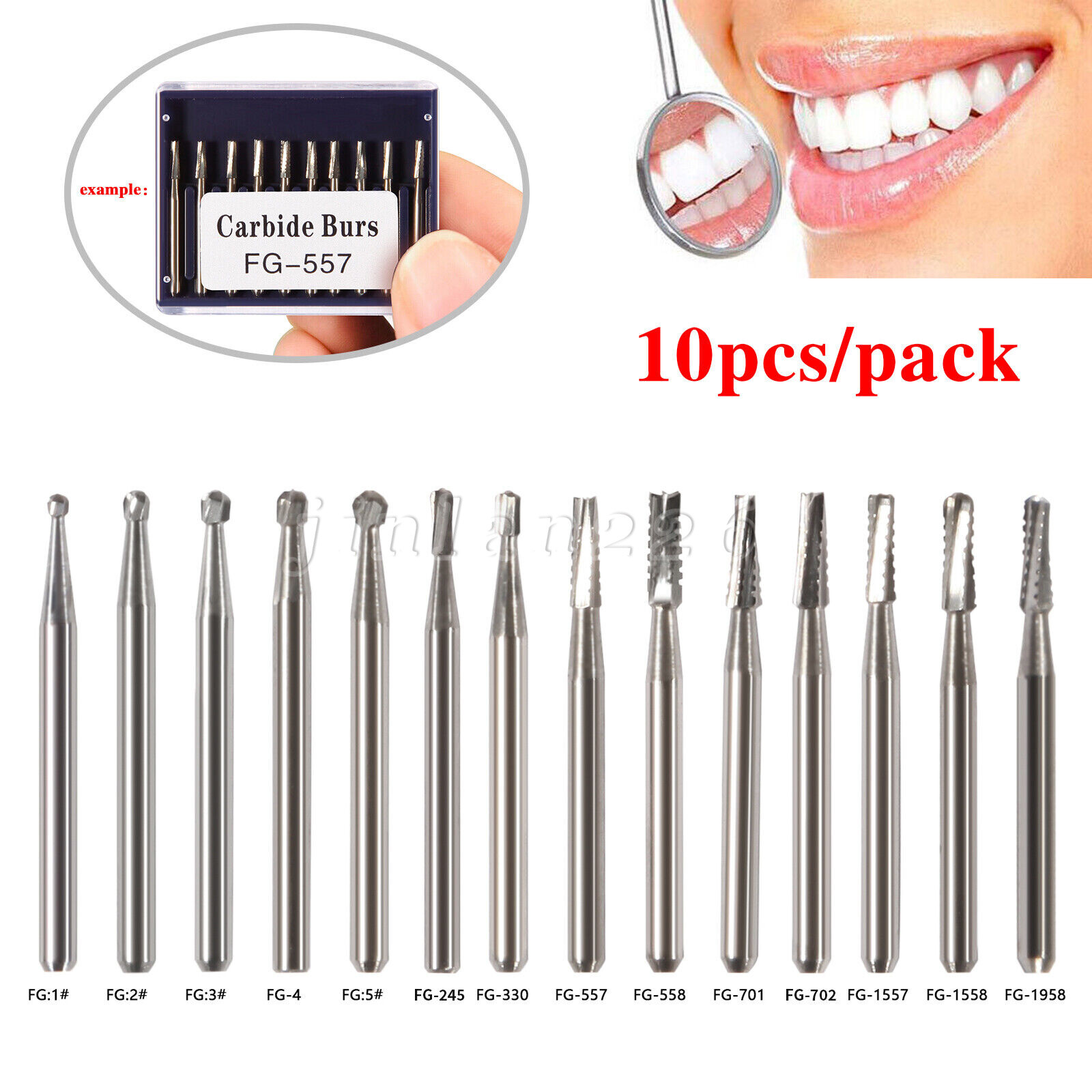 10PCS/PACK Dental Tungsten Carbide Tungsten Steel Burs for High Speed Handpiece
