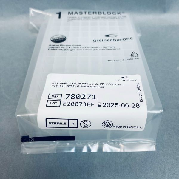 Greiner Bio-One Masterblock Plate 96-Well 2 ml Sterile- Sealed Case of 50 Plates