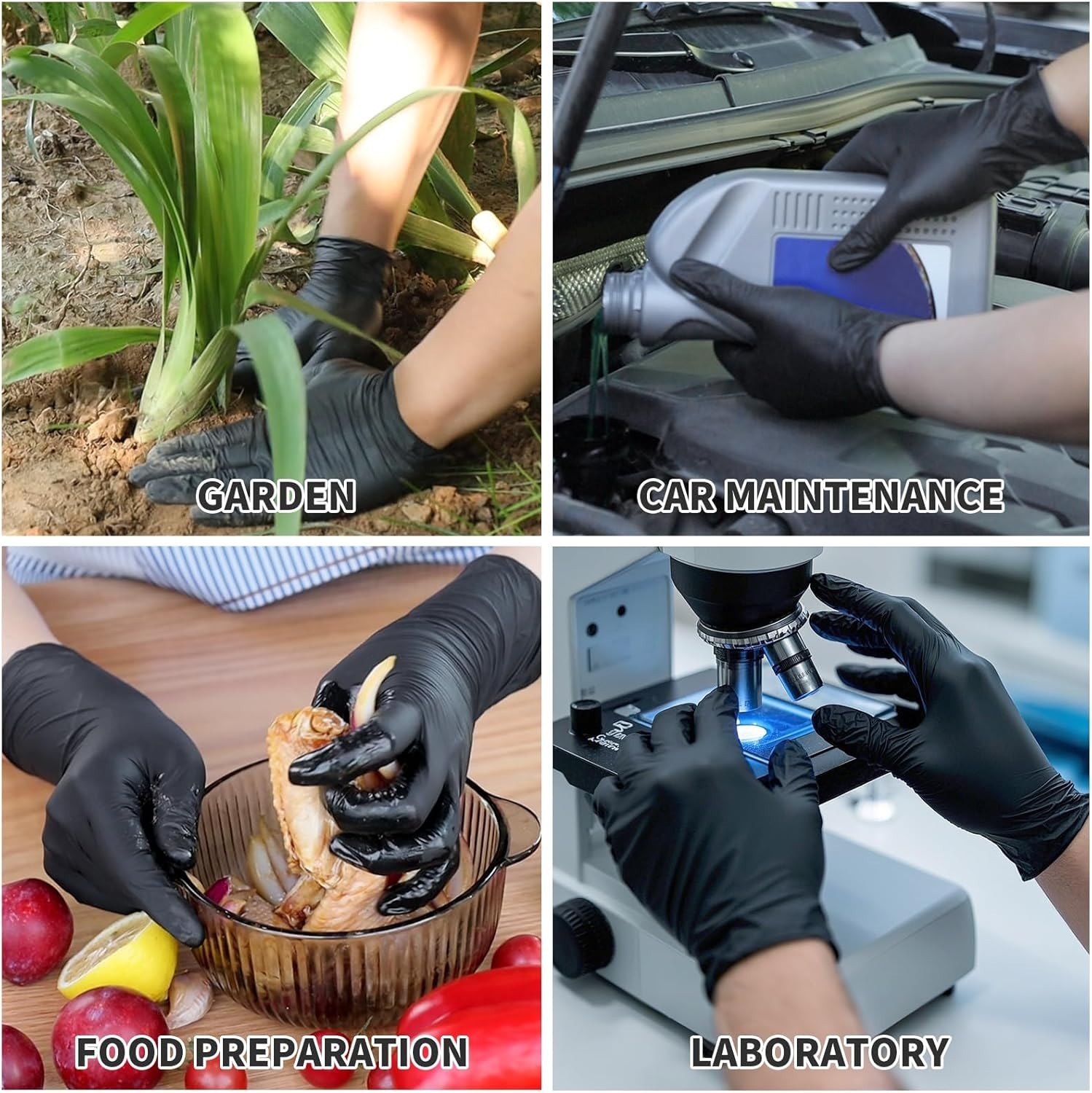 Black Nitrile Disposable Gloves, Exam Gloves, Powder-free, Latex-free, 3mil, …