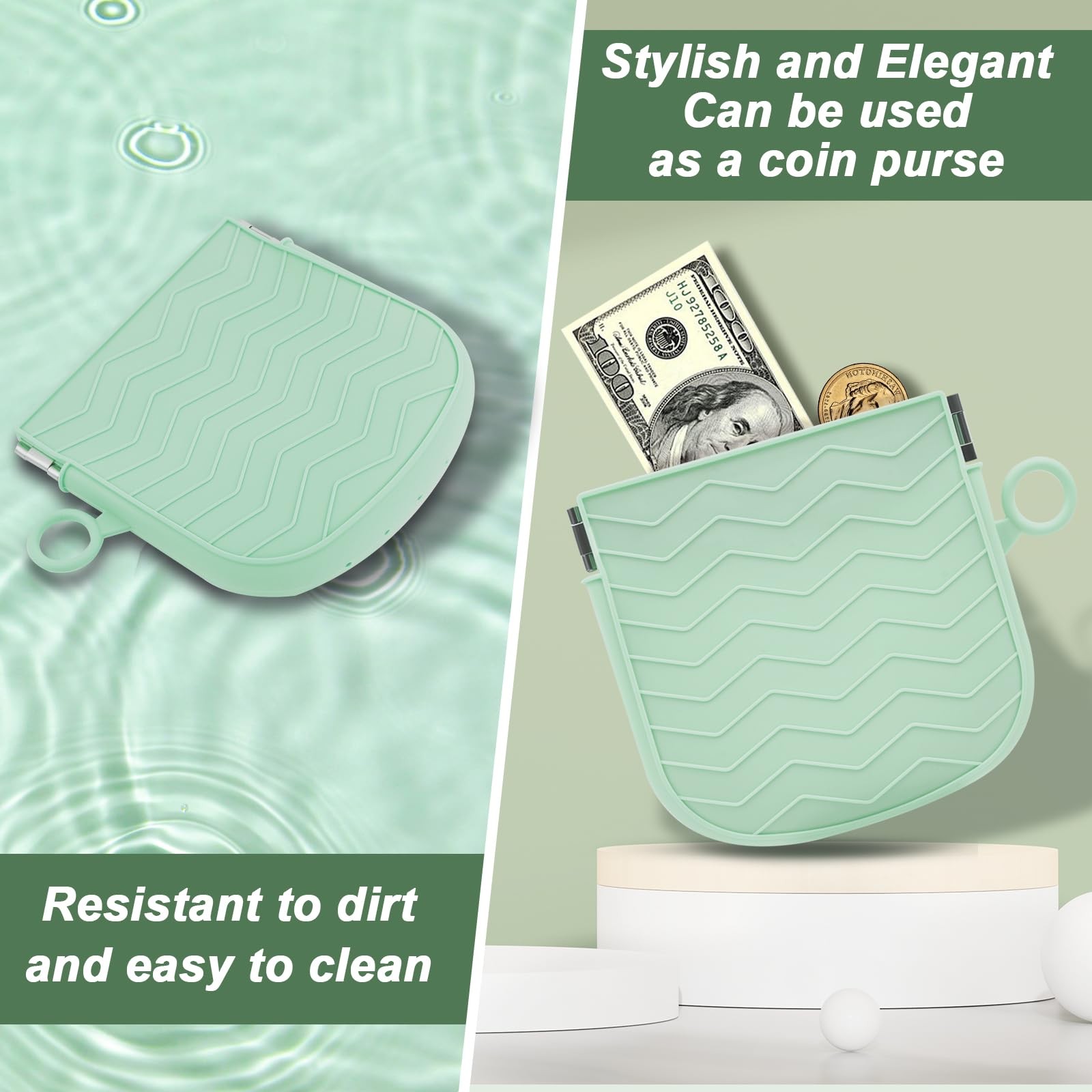 AOOWU Silicone Retainer Case with Hanging Ring Cute Holder Green