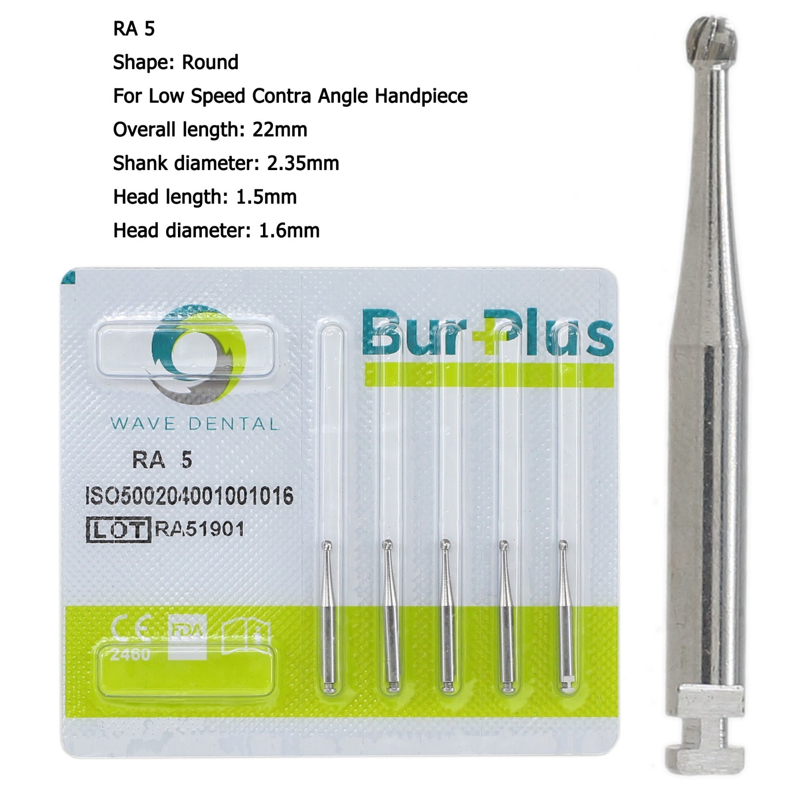 Wave Dental Carbide Burs Latch Round RA 2 4 5 6 8 702 For Low Speed Contra Angle