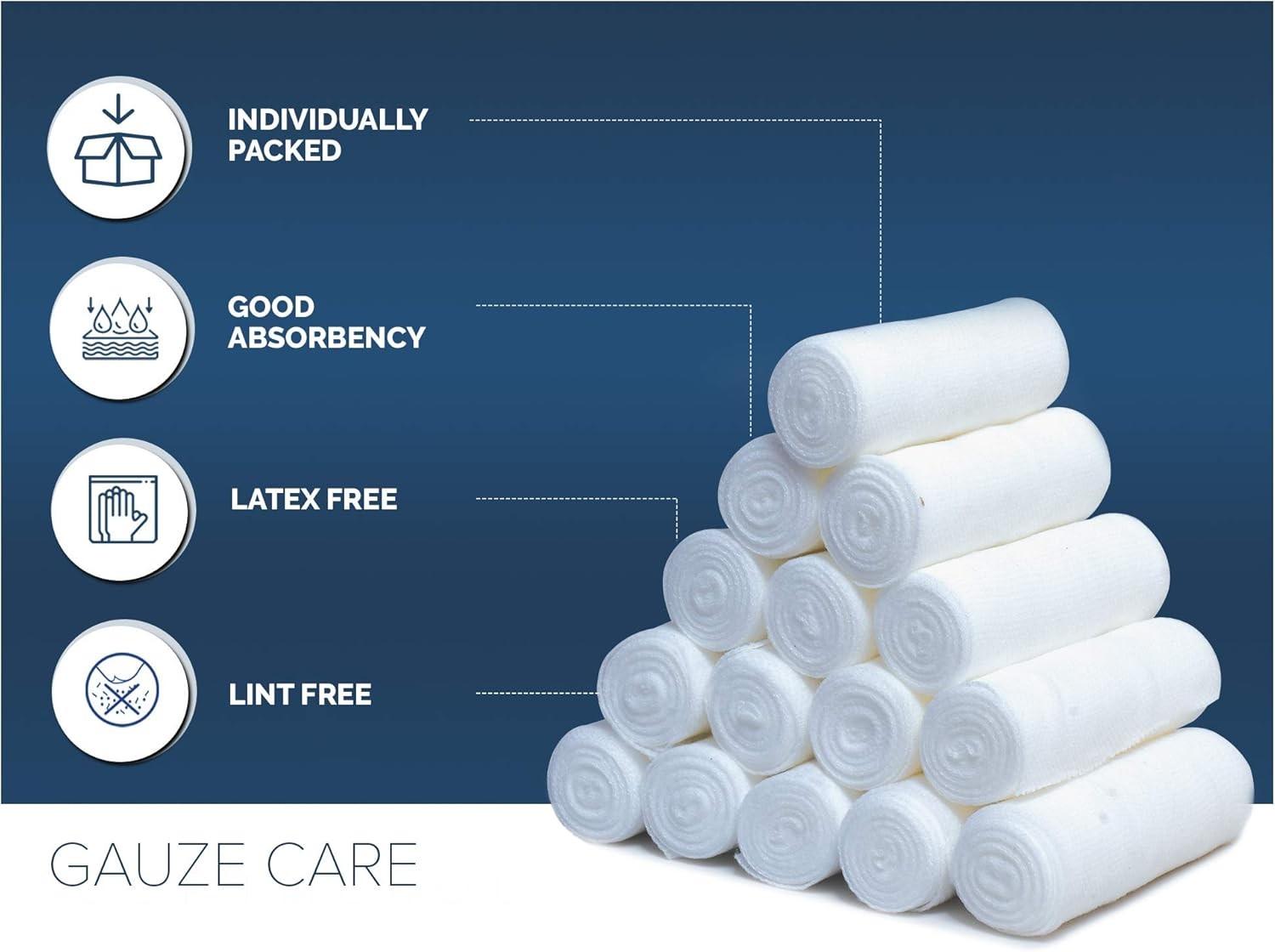 Gauze Rolls Pack of 72 – Premium Quality Lint and 72 Count (Pack 3)