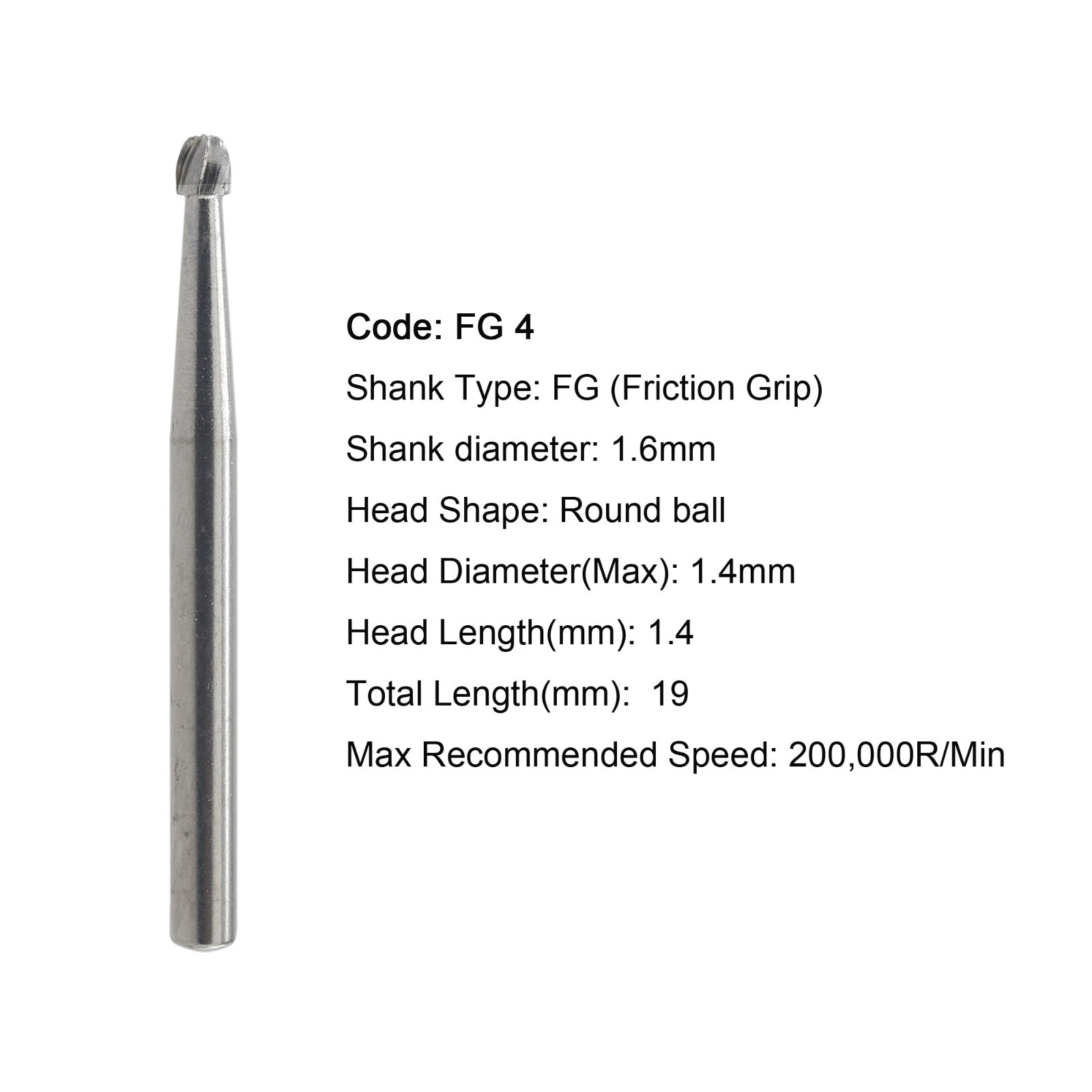50pcs Dental Carbide Burs Round Friction Grip High Speed FG 245 330 2 4 6 8 557
