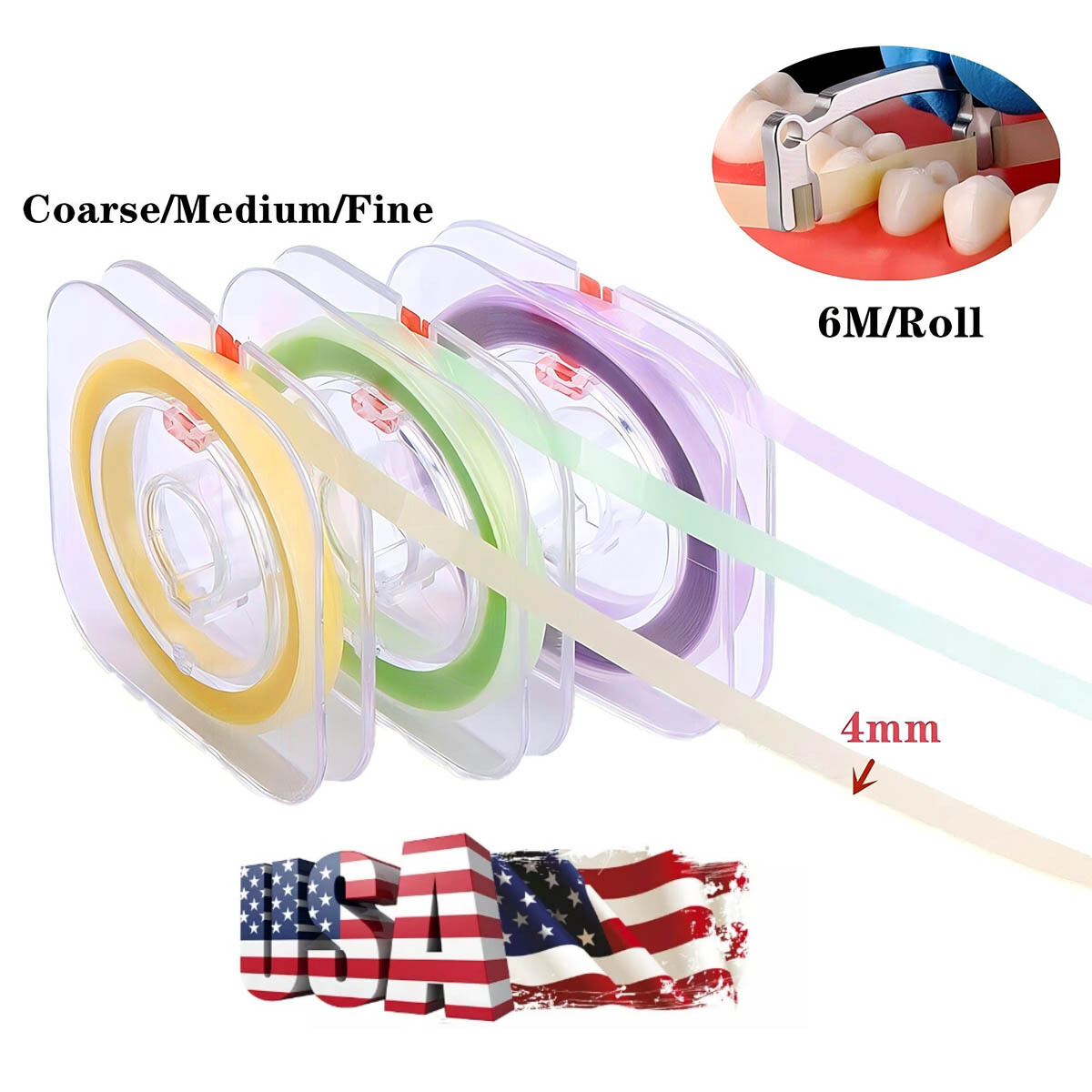 3Roll Dental Polishing Strip Composite Resin Sanding Finishing 6M/Roll