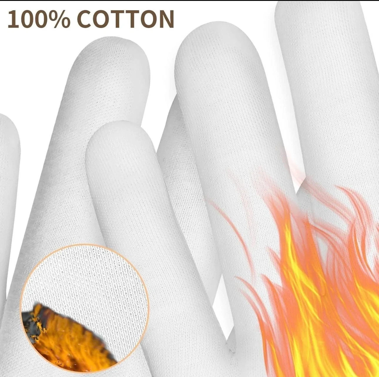 100% COTTON WHITE GLOVES Sizes-S to 2XL Moisturising Eczema TOUCH SCREEN UNISEX