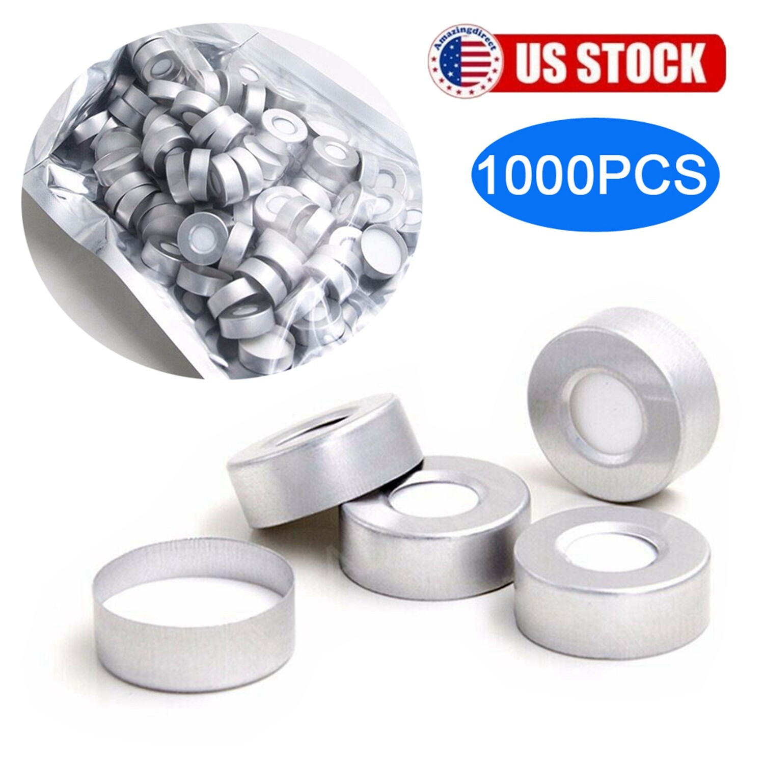 10000pcs 20mm Aluminum Crimp Cap PTFE/White Silicone Septa F 10ml Headspace Vial