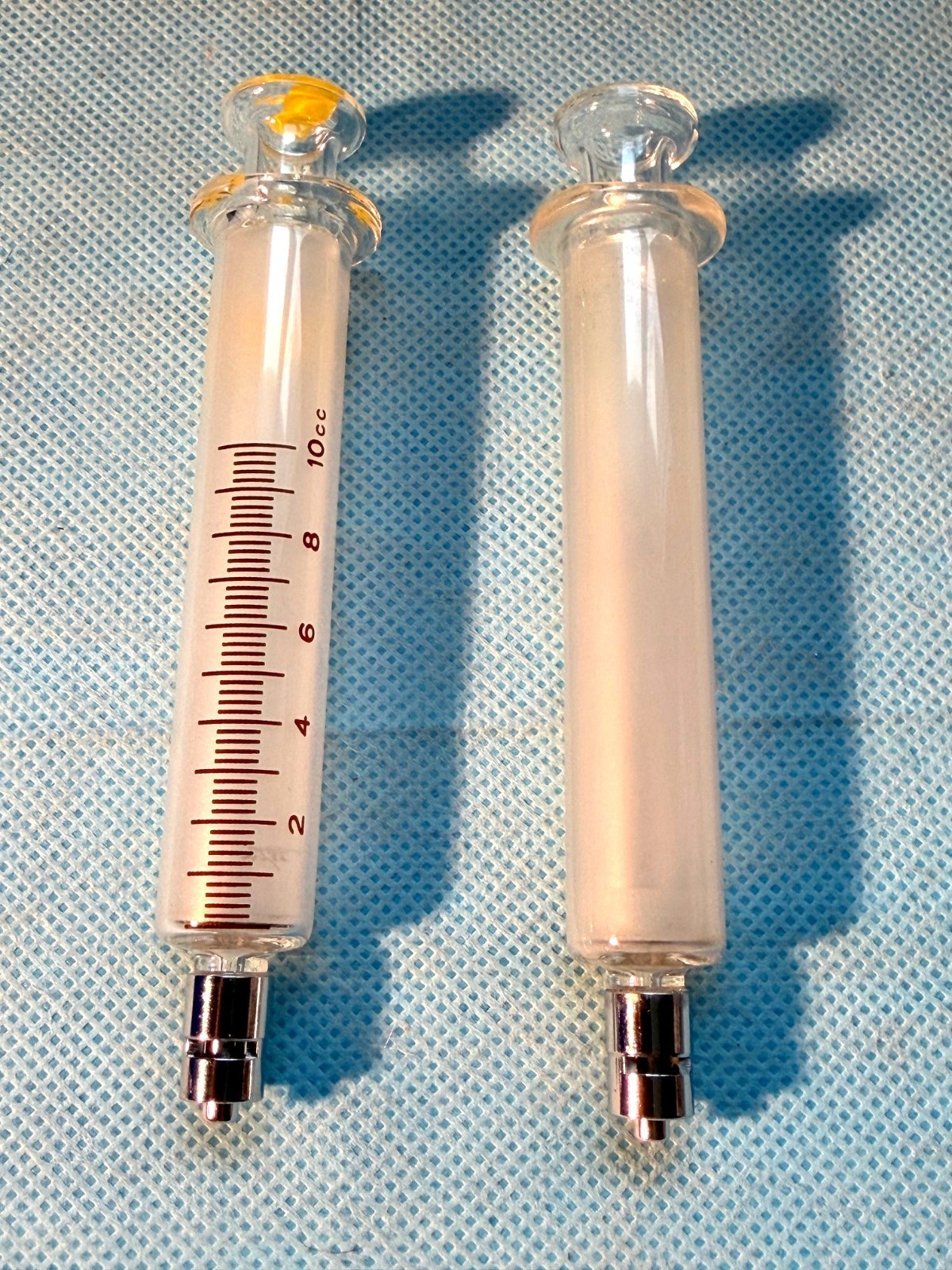 10cc / 10ml Glass syringe with luer lock tip, set of 2