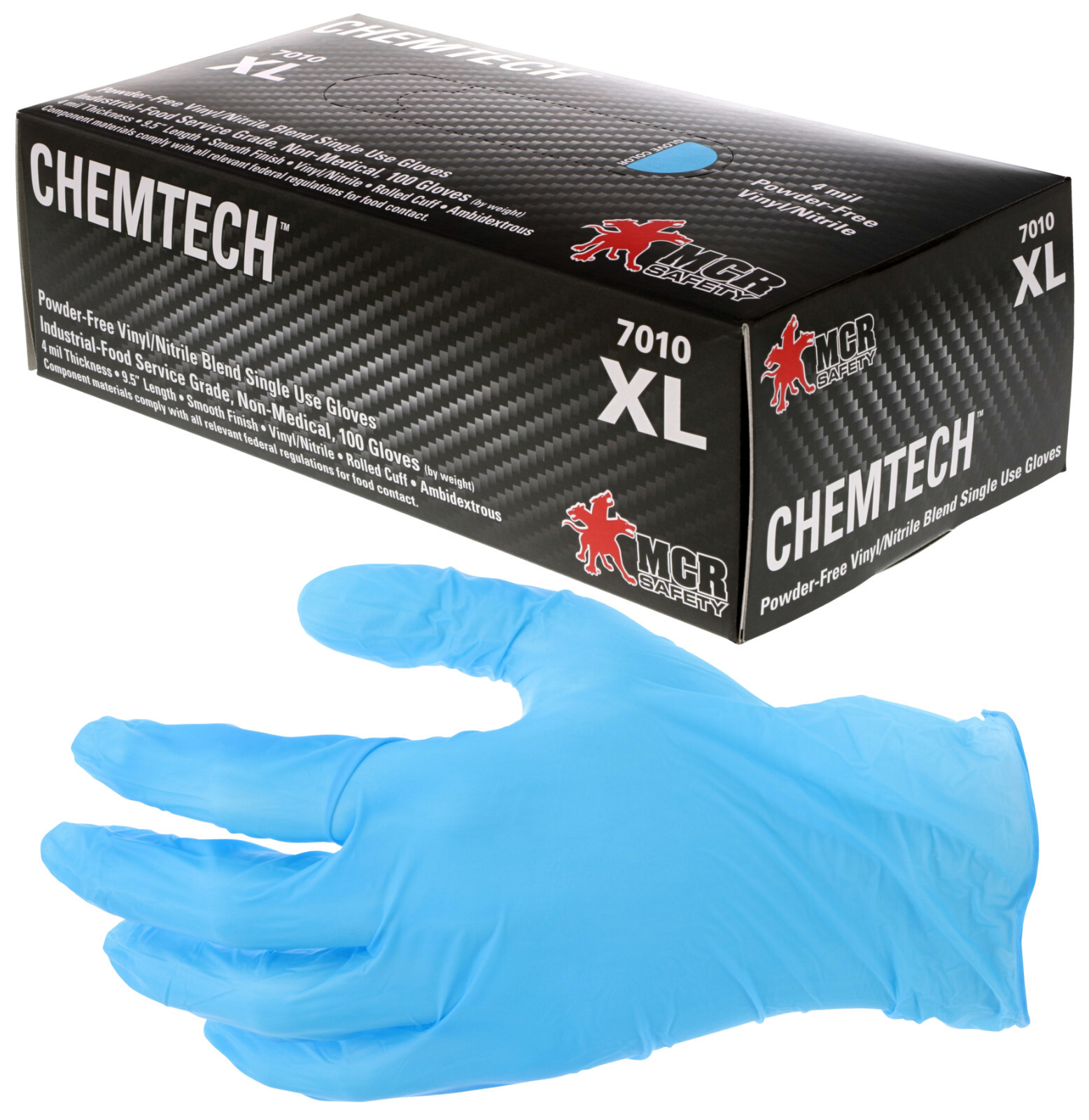 MCR Safety 7010 Industrial Grade Nitrile/Vinyl Powder Free Disposable – L & XL