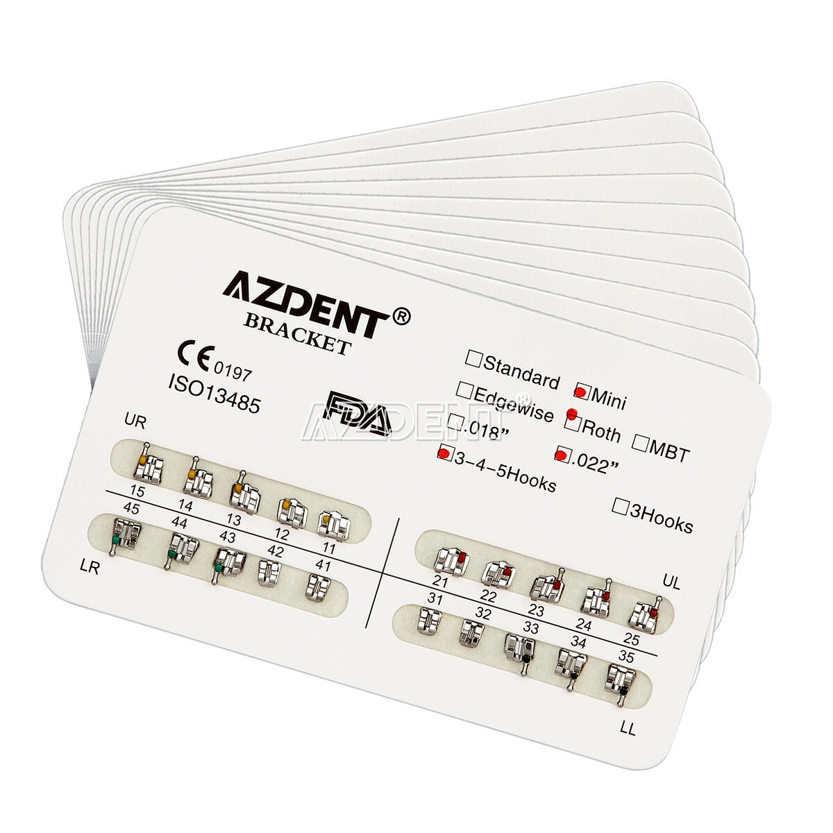 10Packs Dental Orthodontic Brackets Mini Roth 022 Hooks 345 Metal Ultrathin