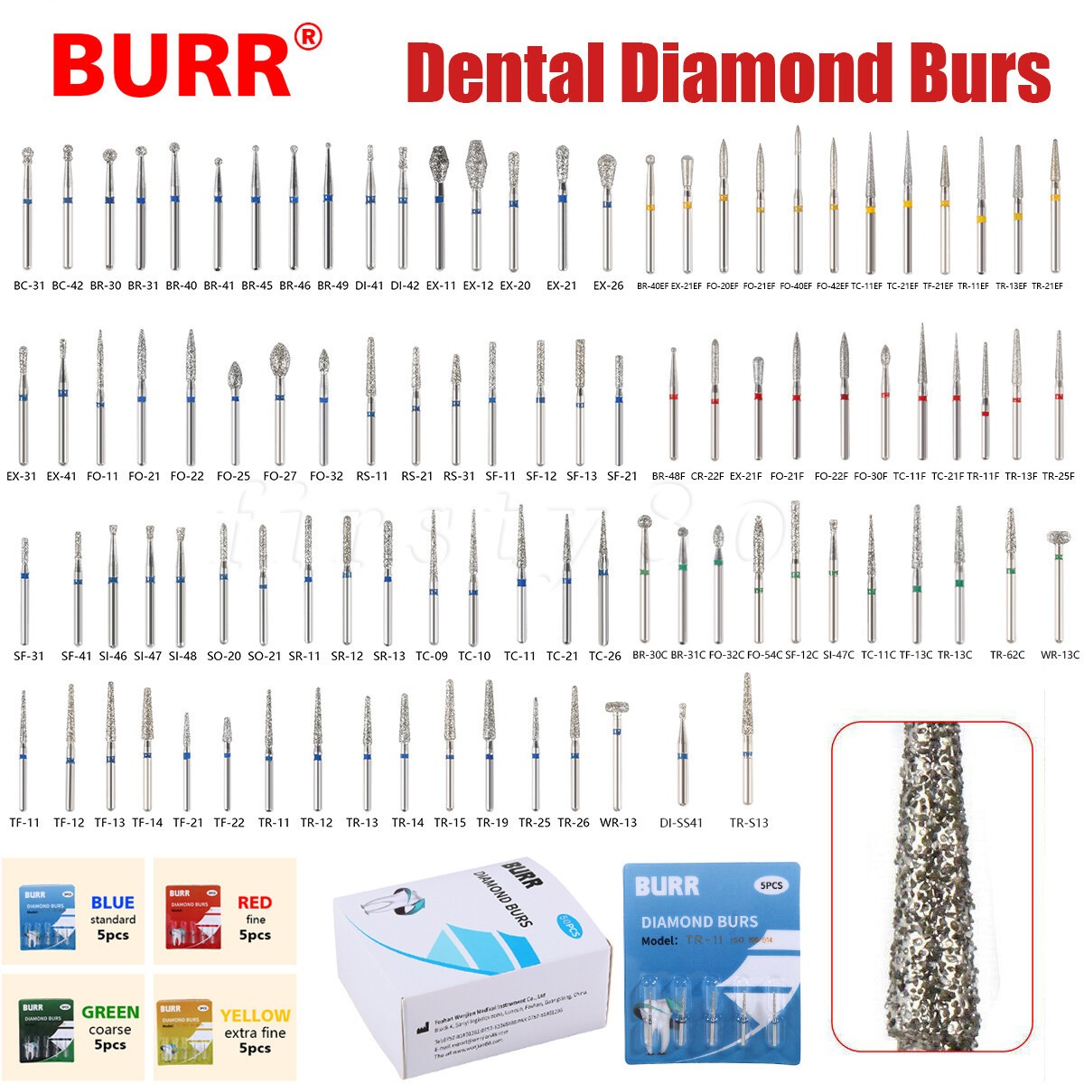 5Pcs/pack Dental Diamond Burs FG Needle Taper Fine Grit High Speed ns