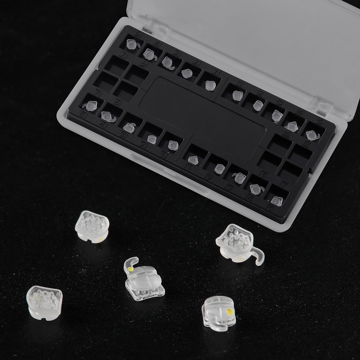 Mid-axis Dental Orthodontic Ceramic Clear Braces Brackets Roth 0.022 Hooks 345