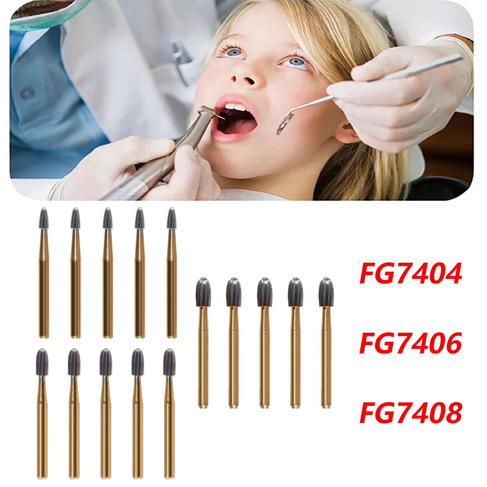 Dental Tungsten Carbide Bur Trimming&Finishing Egg Football FG 7404 7406 7408 DL