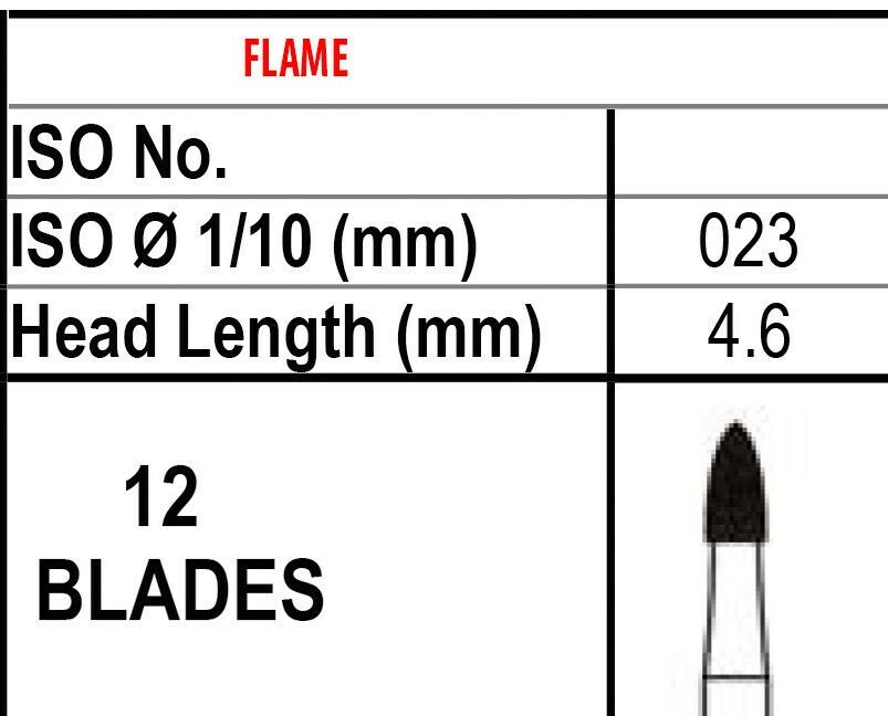 Beavers Carbide Burs 12BLADE TRIMMING & FINISHING 7108 Made in Canada T&F Bur