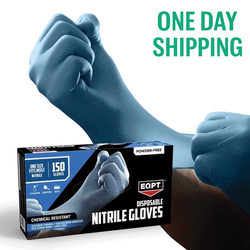 EQPT Nitrile Gloves Blue Powder-Free 150ct 2 Pack Industrial Disposable