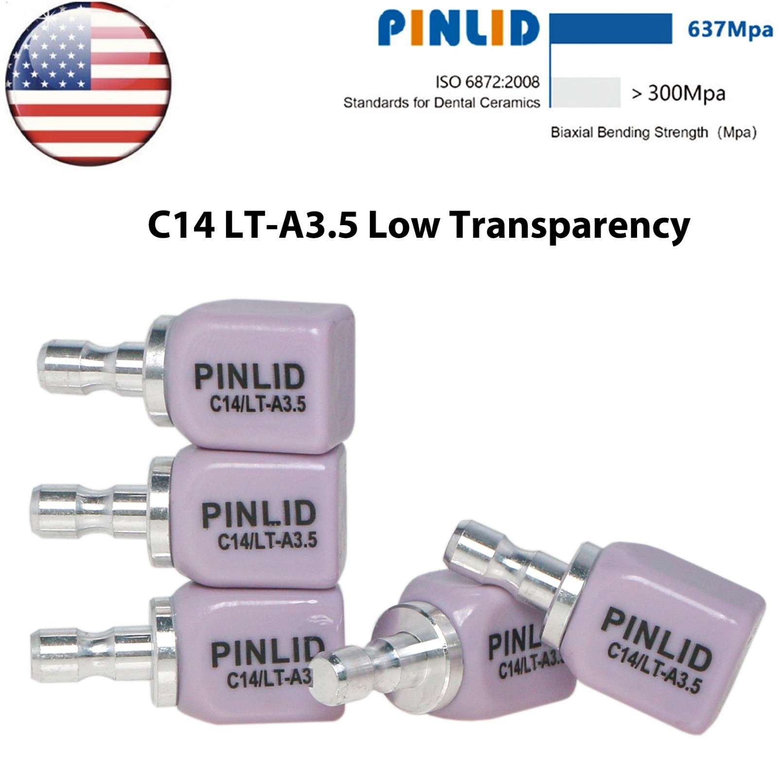 US C14 LT Low Transparency Glass Ceramic Blocks Lithium Disilicate CAD/CAM Cerec