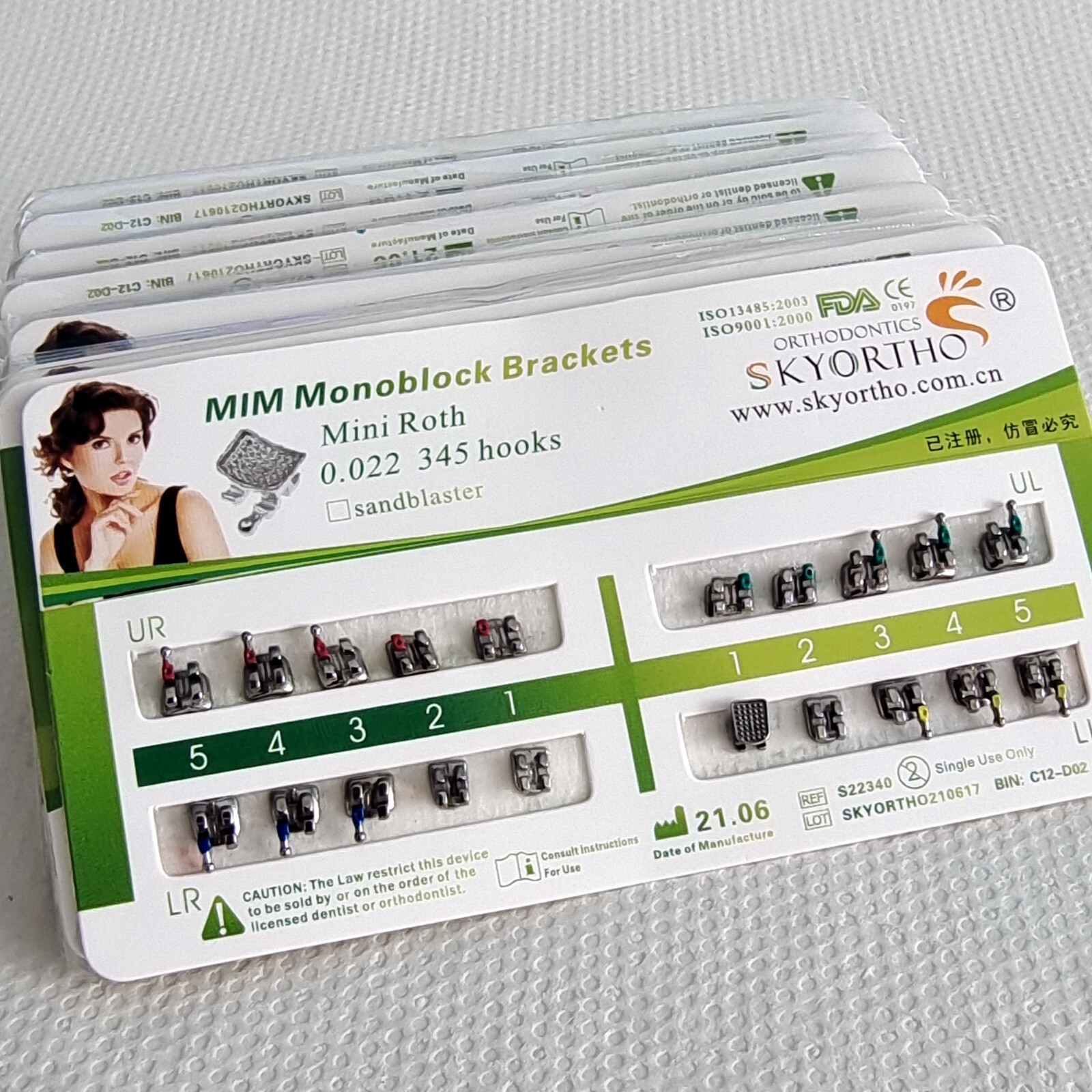 Dental Orthodontic Braces Kit 0.022 Roth Brackets NiTi Arch Wire Ligature Ties