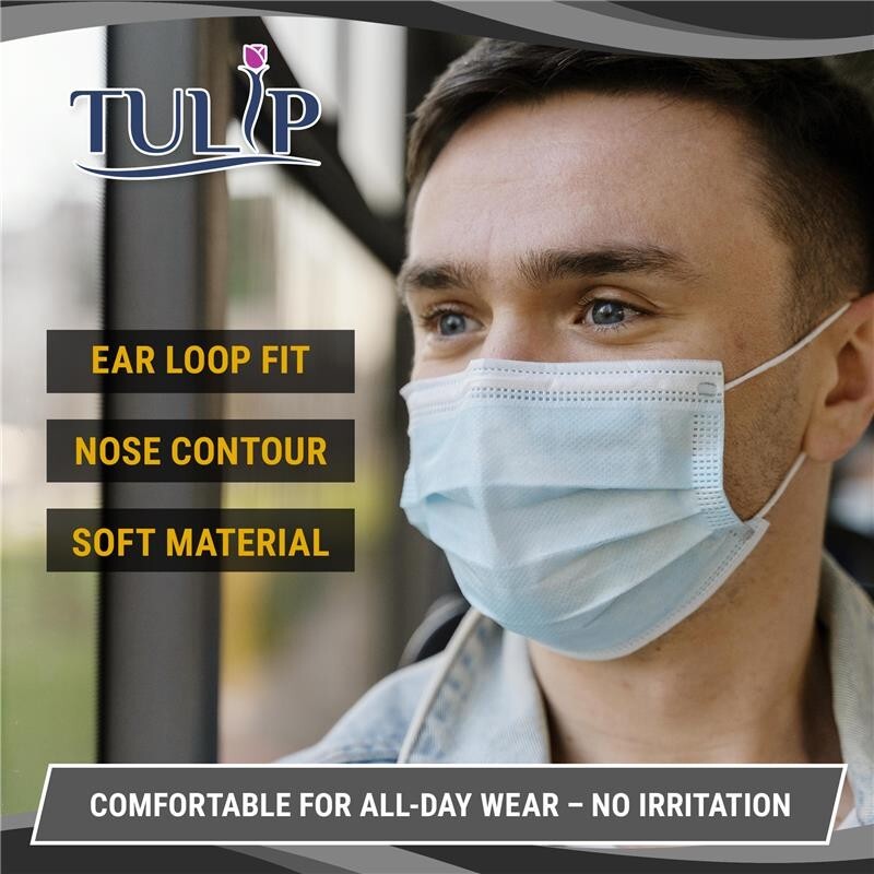50 White ASTM Level 3 Face Masks 4-Ply, Disposable Surgical Medical Shield Tulip
