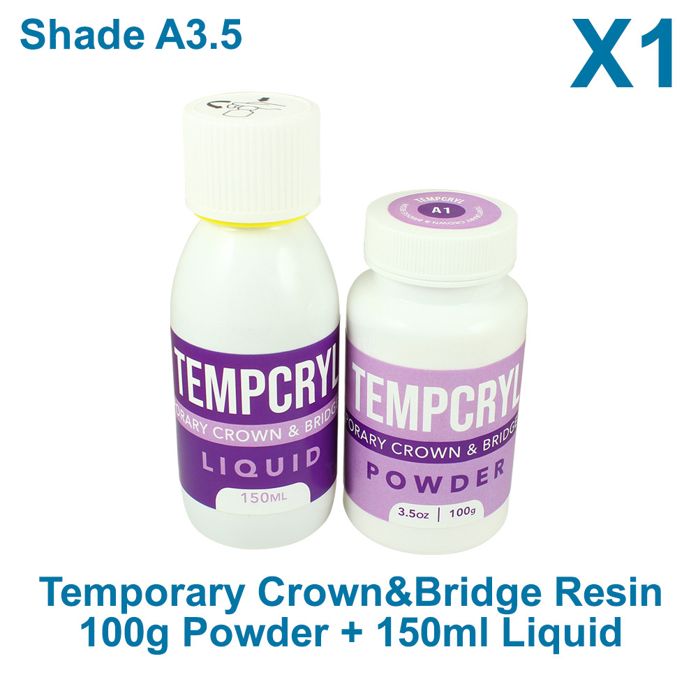 1x Dental Tempcryl Self Curing Acrylic Resin Set Powder 100g & Liquid 150ml A3.5