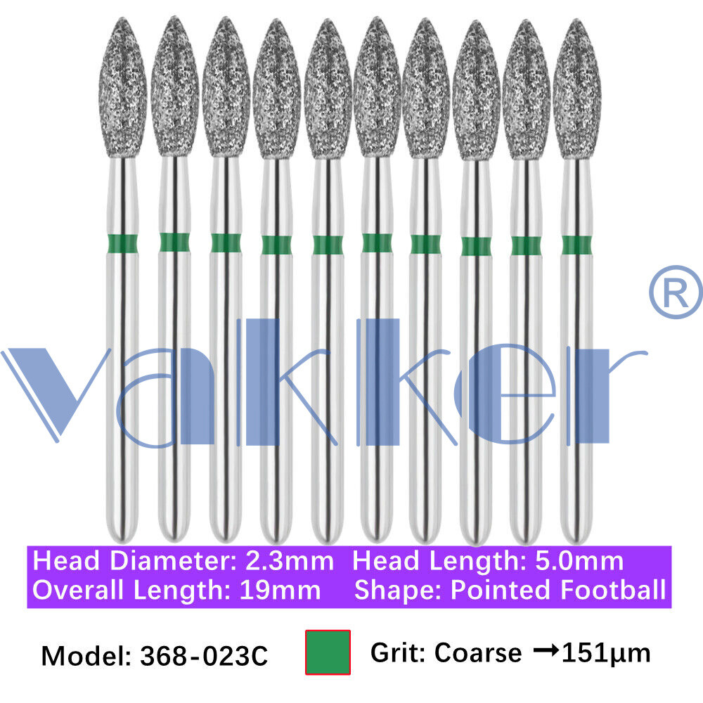 10pc Vakker Dental FG Football Egg Shape Diamond Burs for High Speed Handpiece