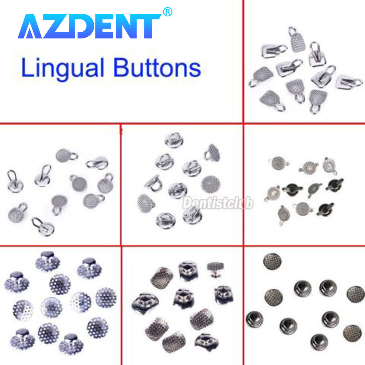 8 Models AZDENT Dental Orthodontic Lingual Buttons Bondable Round Base 10pc/pack