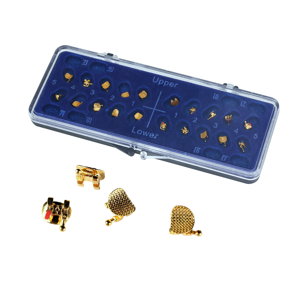 AZDENT Dental Orthodontic Brackets Braces 24K Gold Plated Roth/MBT.022 345 Hooks