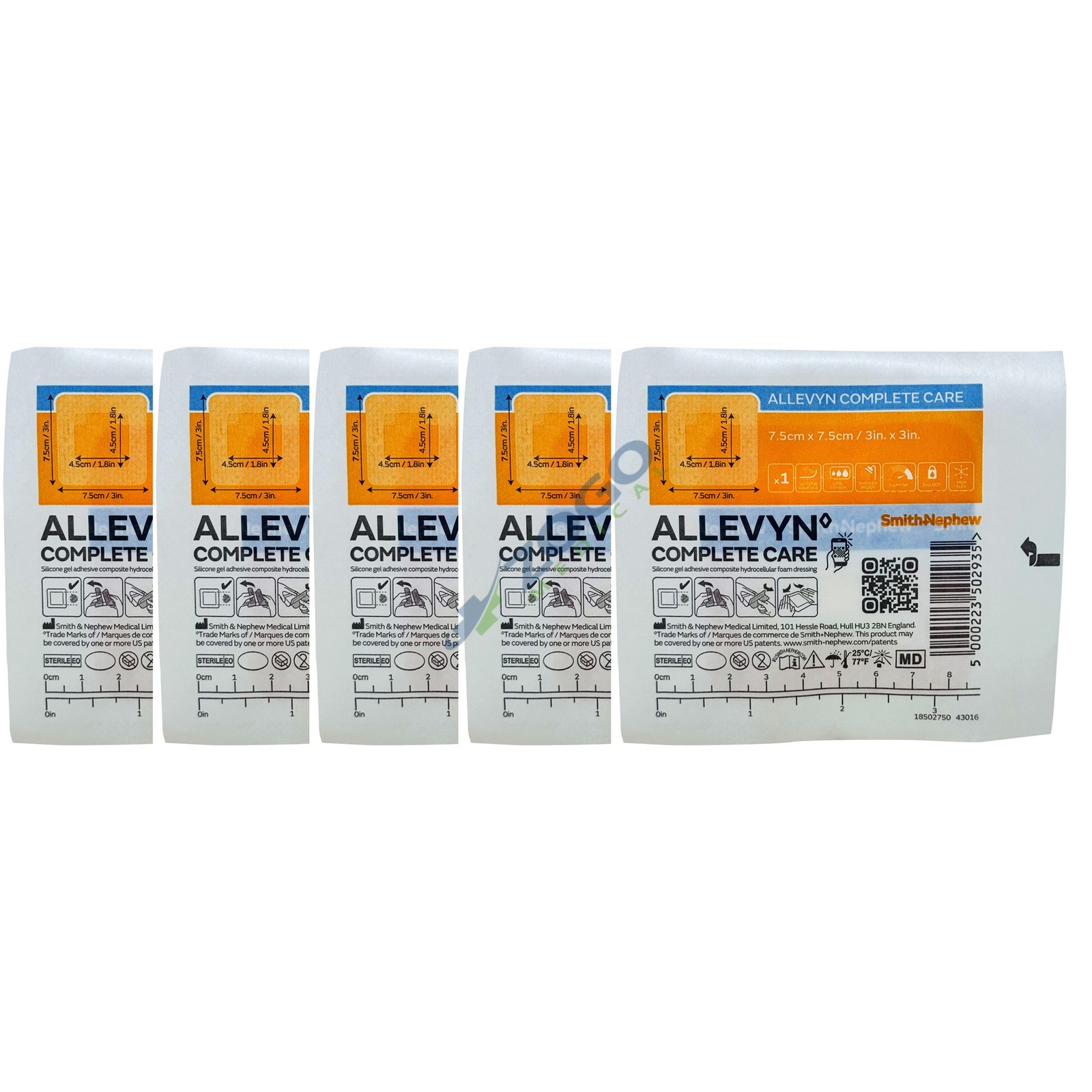 Allevyn Complete Care Silicone Dressing 3″ x 3″ – Pack of 5 Dressings