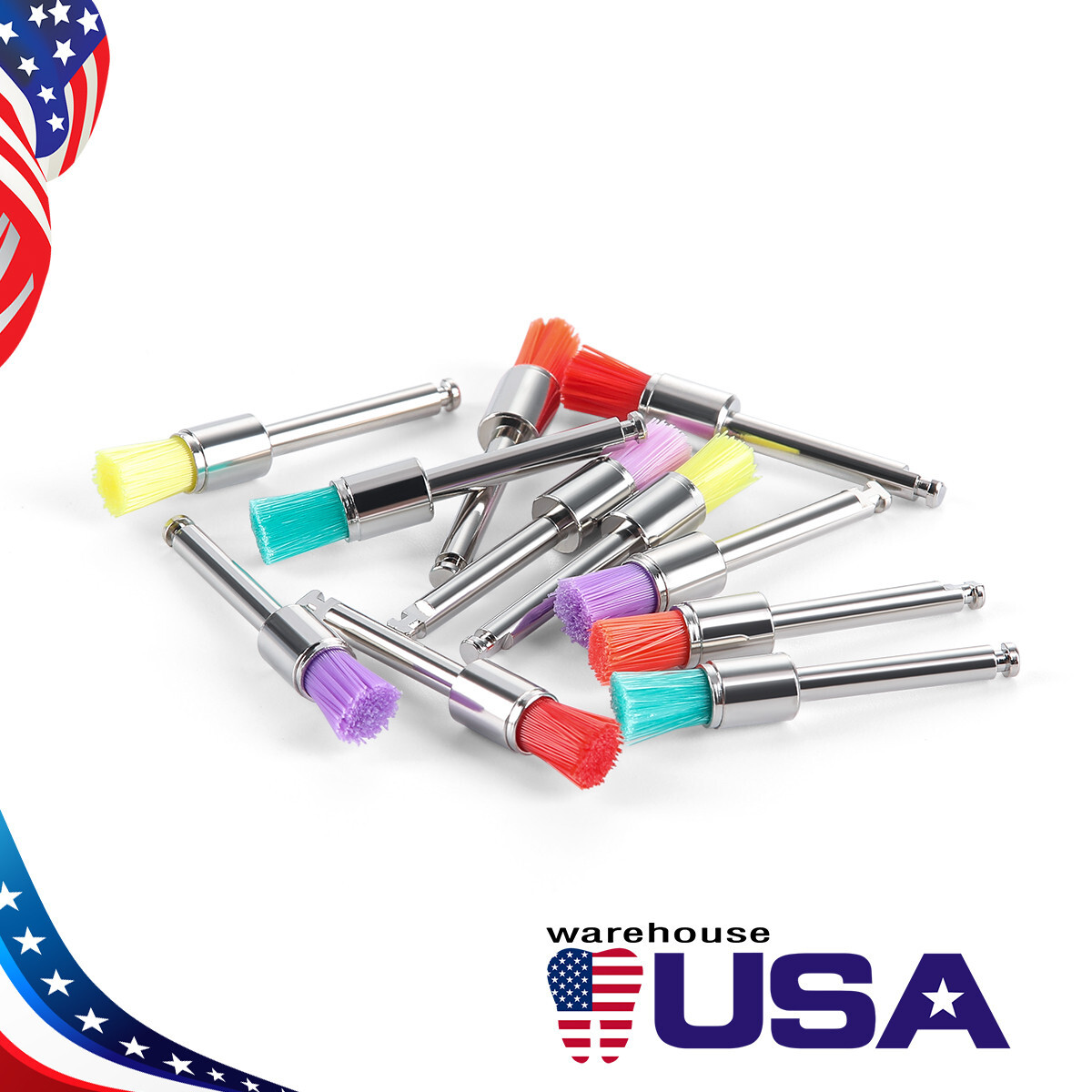 100Pcs/Box Dental Nylon Materials Closure Flat Polishing Prophylaxis Brushes
