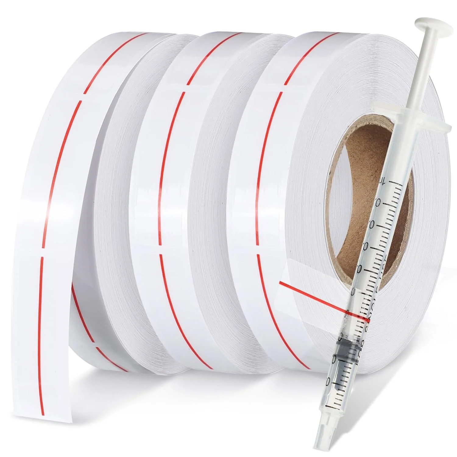 3 Roll Syringe Line Stickers 1.5″ x 0.5″ Dosage Marking Clear Label Bright Red I